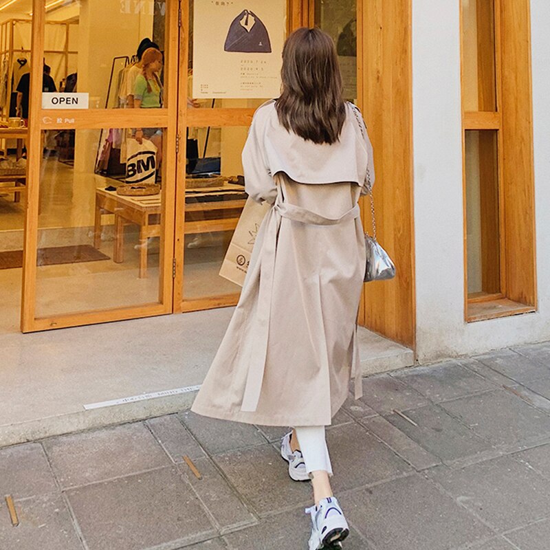 mvrsgreen  Fashion Korean Women's Trench Coat Spring Autumn Double-Breasted Office Lady Casual Windbreaker Coat