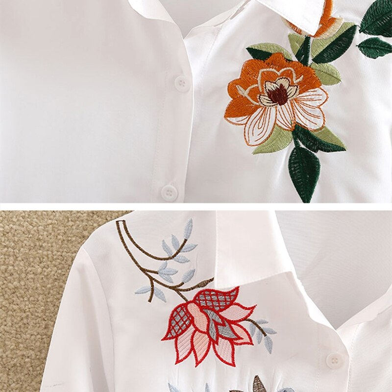 mvrsgreen alt black girl going out classic style women edgy style church outfit brunch outfit cute spring outfits White Shirt Women Long Sleeve Fashion Embroidery Flower Elegant Tops Spring and Summer New Arrival Blusas Mujer Mori Girl