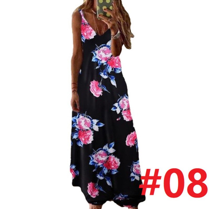 Women Dress Summer Casual Sleeveless Halter Solid Beach Long Dress Round Neck Sling Fashion Beach Clothes Plus Size 5XL