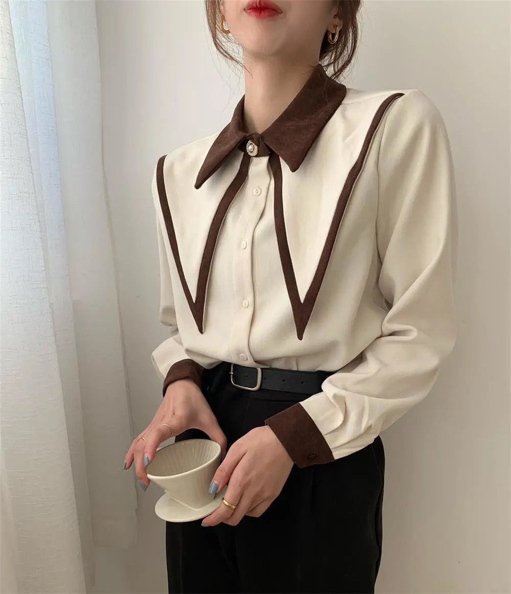 mvrsgreen alt black girl going out?classic style women edgy style church outfit brunch outfit cute spring outfitsRed Button Up Shirt White Sharp Ruffle Turn Down Collar Blouse Women Tops Korean Fashion Clothing Office Lady Work Shirts Blusas