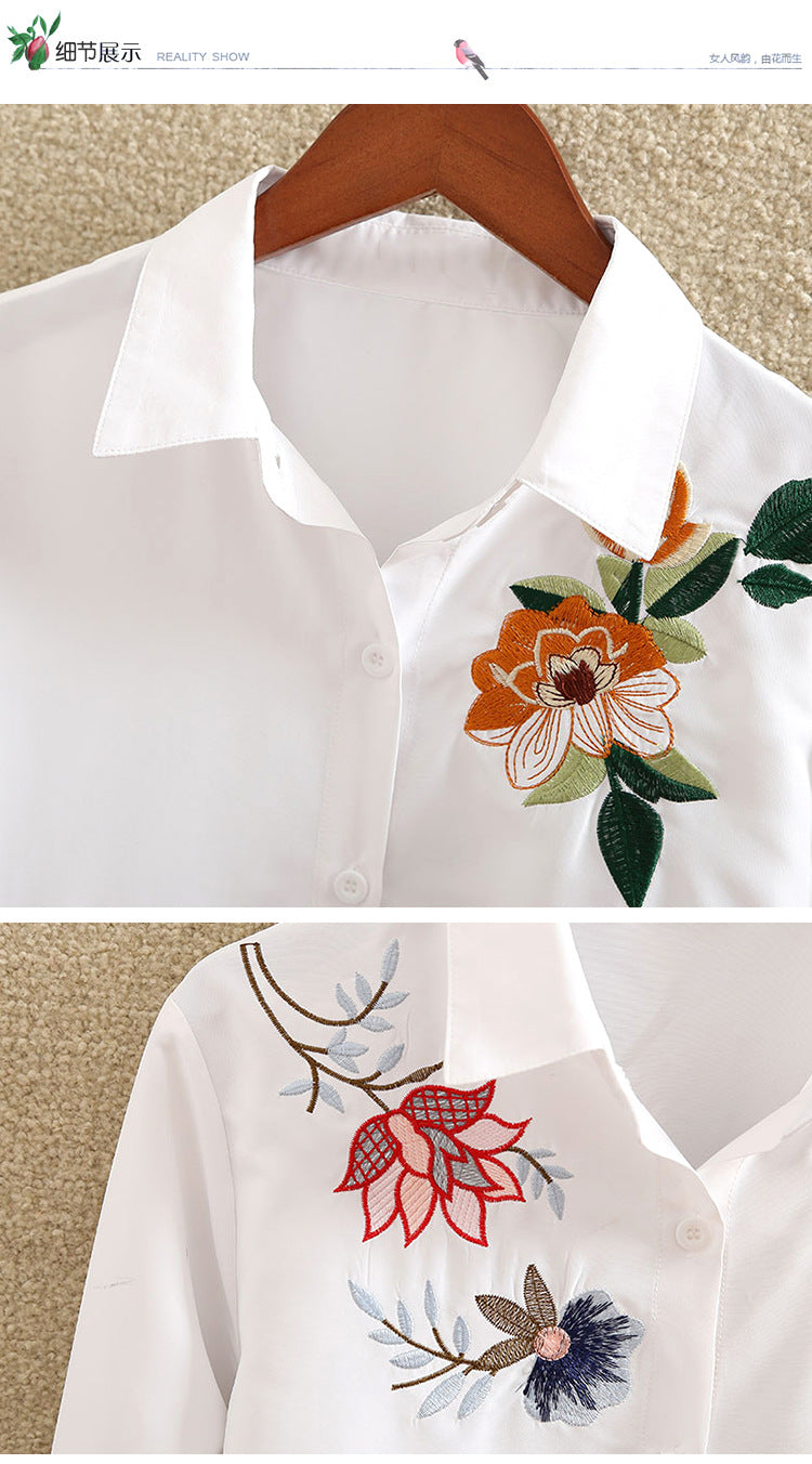 mvrsgreen alt black girl going out classic style women edgy style church outfit brunch outfit cute spring outfits White Shirt Women Long Sleeve Fashion Embroidery Flower Elegant Tops Spring and Summer New Arrival Blusas Mujer Mori Girl