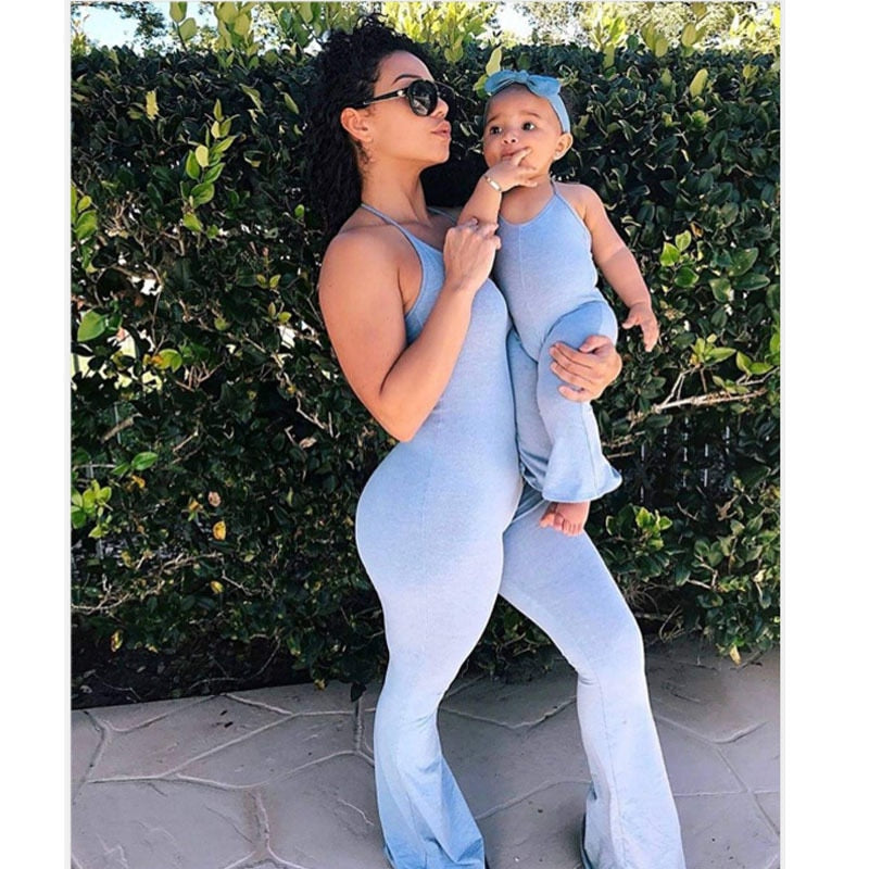 mvrsgreen alt black girl going out?classic style women edgy style church outfit brunch outfit cute spring outfits Summer Family Matching Clothes Outfits Sleeveless Overalls For Mommy And Me Jumpsuits Mother Daughter Blue Pants Mom Baby