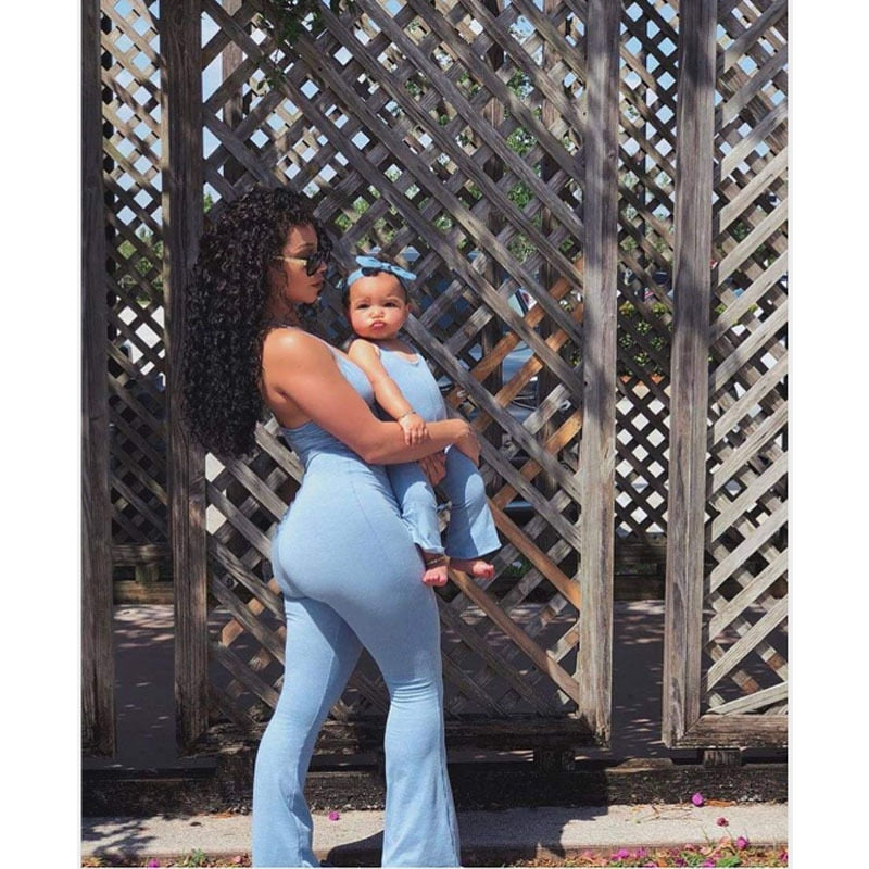 mvrsgreen alt black girl going out?classic style women edgy style church outfit brunch outfit cute spring outfits Summer Family Matching Clothes Outfits Sleeveless Overalls For Mommy And Me Jumpsuits Mother Daughter Blue Pants Mom Baby