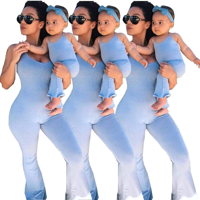 mvrsgreen alt black girl going out?classic style women edgy style church outfit brunch outfit cute spring outfits Summer Family Matching Clothes Outfits Sleeveless Overalls For Mommy And Me Jumpsuits Mother Daughter Blue Pants Mom Baby