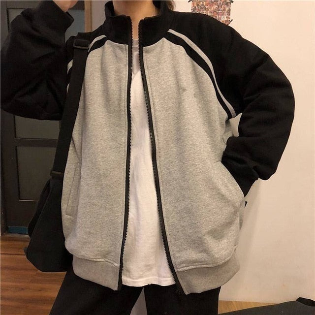 mvrsgreen Casual Fleece Thick Hoodies Women Jacket Autumn Winter Korean Fashion Loose Stand Collar Plush Zipper Sweatshirt Outwear Hoodies