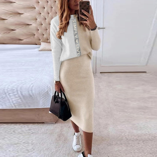 mvrsgreen alt black girl going out?classic style women edgy style church outfit brunch outfit cute spring outfits Women Elegant O-Neck Pullover Tops And Skirts Set Casual Long Sleeve Sweatshirt Outfits Fashion Print Lady Dress Two Piece Suits