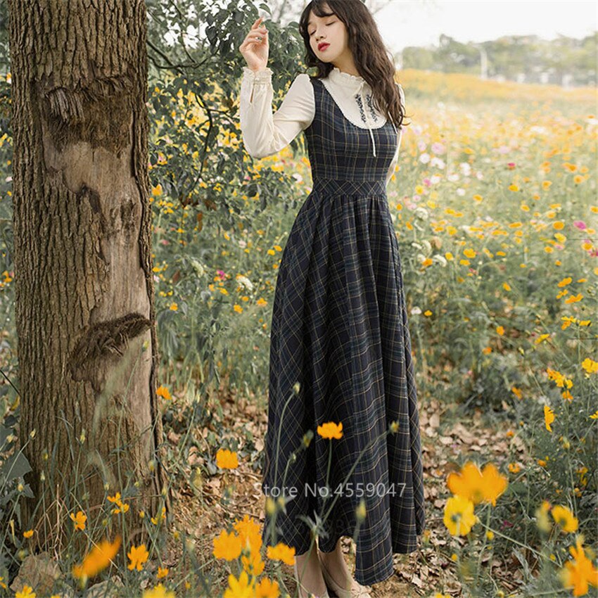 mvrsgreen   Renaissance Retro Elegant Long Dress for Women Bows Lace Lattice Two Fake Dress Autumn Medieval Costume New Halloween Party Gown