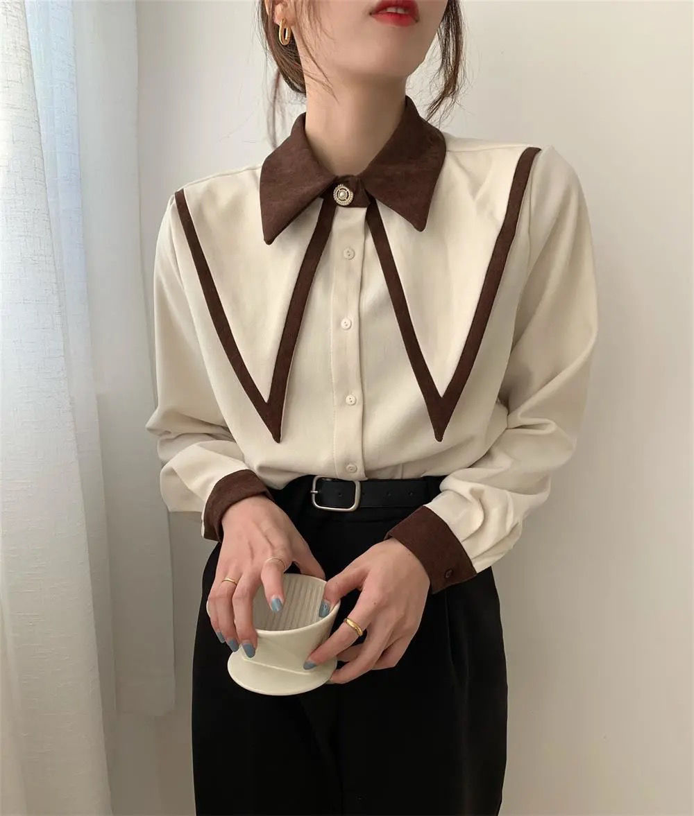 mvrsgreen alt black girl going out?classic style women edgy style church outfit brunch outfit cute spring outfitsRed Button Up Shirt White Sharp Ruffle Turn Down Collar Blouse Women Tops Korean Fashion Clothing Office Lady Work Shirts Blusas