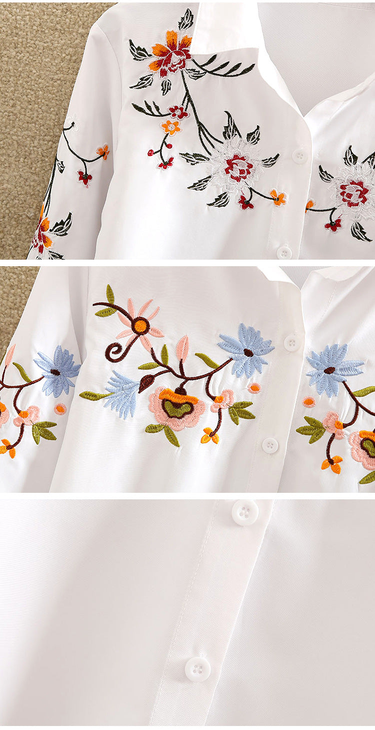 mvrsgreen alt black girl going out classic style women edgy style church outfit brunch outfit cute spring outfits White Shirt Women Long Sleeve Fashion Embroidery Flower Elegant Tops Spring and Summer New Arrival Blusas Mujer Mori Girl