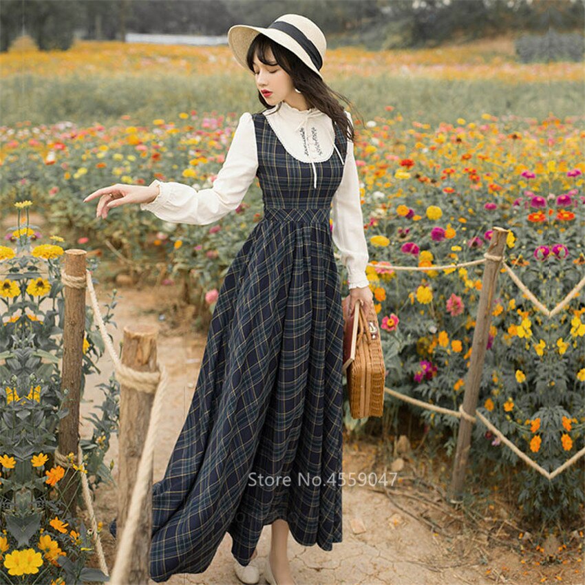 mvrsgreen   Renaissance Retro Elegant Long Dress for Women Bows Lace Lattice Two Fake Dress Autumn Medieval Costume New Halloween Party Gown