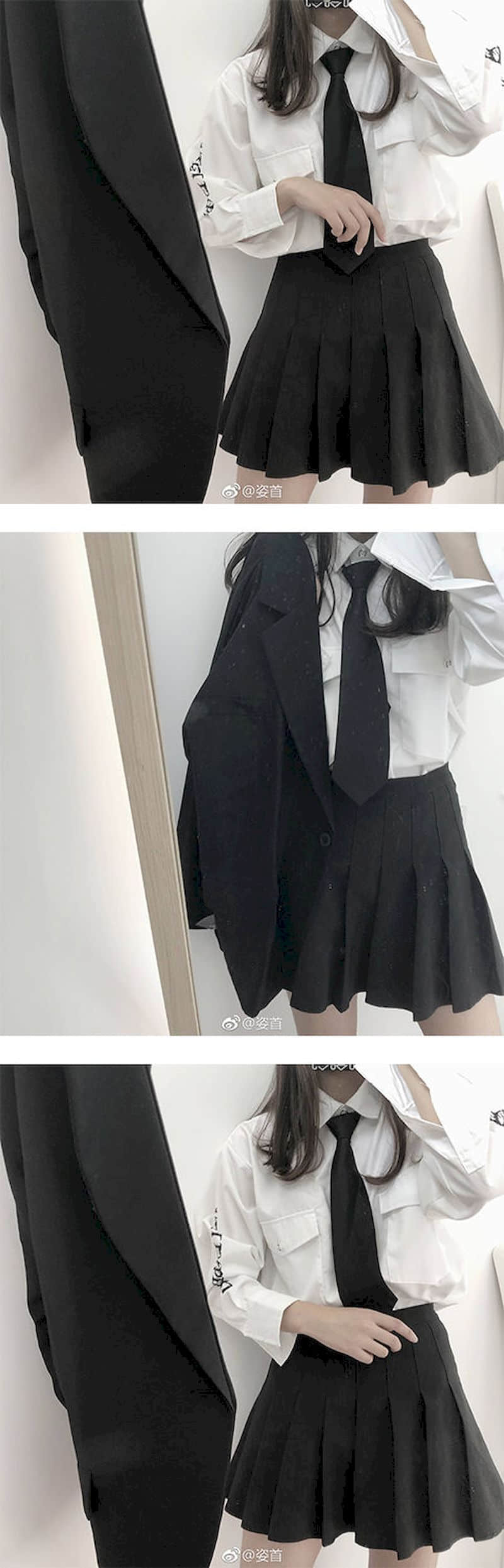 mvrsgreen alt black girl going out?classic style women edgy style church outfit brunch outfit cute spring outfitsShort Skirt Suit Women Spring  New Korean Preppy Style Casual Loose Printed Shirt With Tie + Pleated Skirt Two-piece Sets