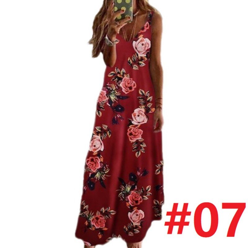 Women Dress Summer Casual Sleeveless Halter Solid Beach Long Dress Round Neck Sling Fashion Beach Clothes Plus Size 5XL