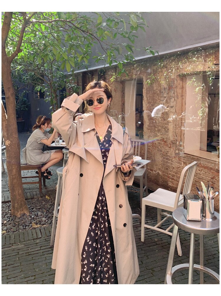 mvrsgreen  Fashion Korean Women's Trench Coat Spring Autumn Double-Breasted Office Lady Casual Windbreaker Coat