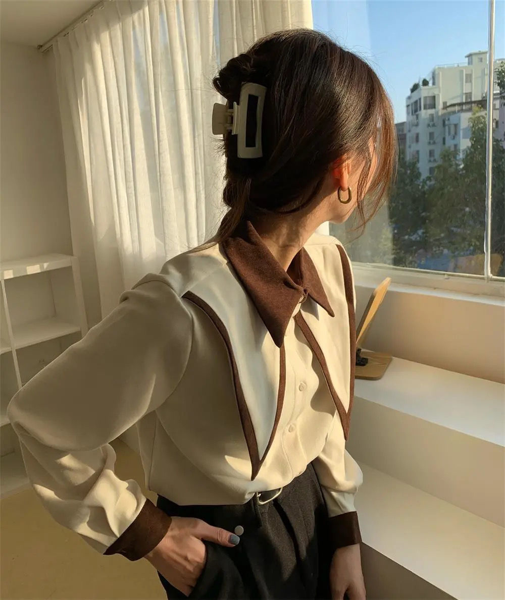 mvrsgreen alt black girl going out?classic style women edgy style church outfit brunch outfit cute spring outfitsRed Button Up Shirt White Sharp Ruffle Turn Down Collar Blouse Women Tops Korean Fashion Clothing Office Lady Work Shirts Blusas