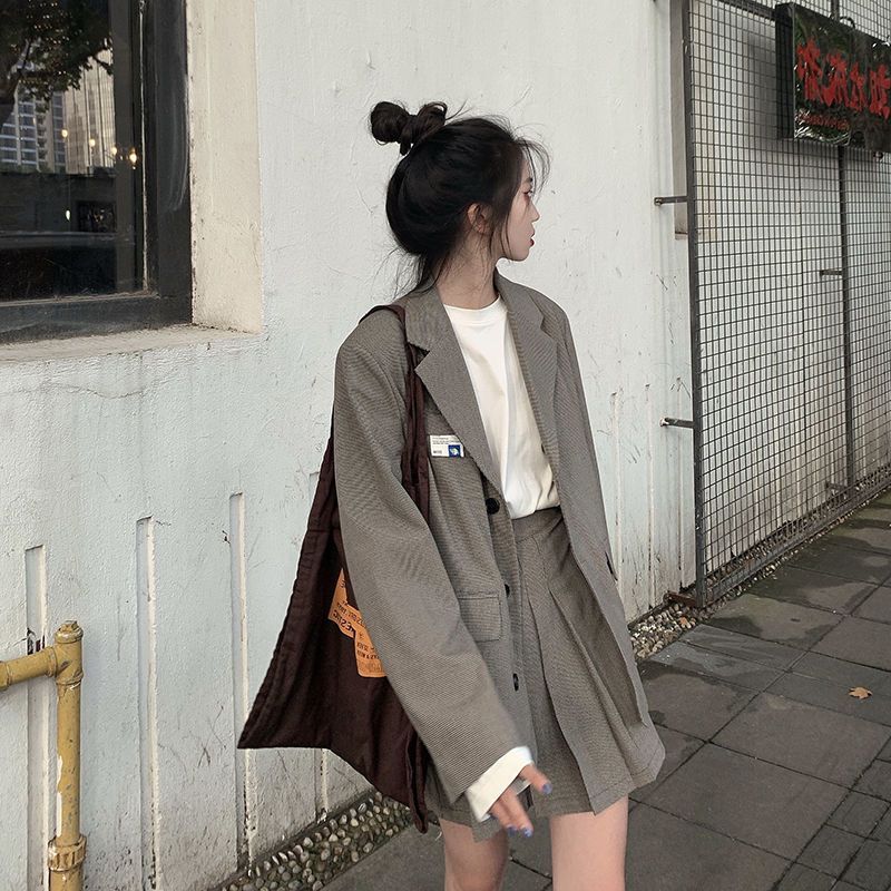 mvrsgreen classic style women  edgy style tutu Autumn  New Women Skirt Suit Hong Kong Style Vintage Chic Texture Suit Jacket Senior Short Girl JK Suit Preppy High Street