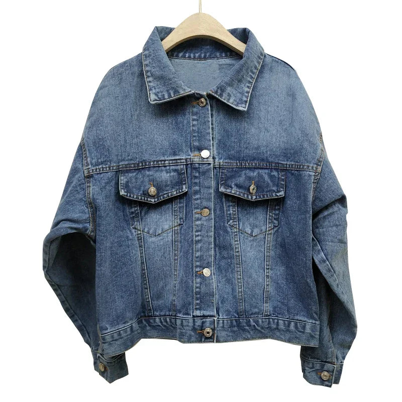 mvrsgreen Boho Denim Jacket for Women Autumn Floral Appliques Embroidery Vintage Coat Long Sleeve Outerwear Female Jacket Coatee