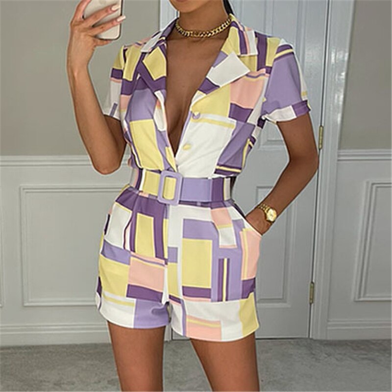 mvrsgreen alt black girl going out classic style women edgy style church outfit brunch outfit cute spring outfitsSummer Casual Short Sleeve Plaid Print Overalls For Women Sport Bodycon Rompers Playsuit Female Fashion Jumpsuits Shorts