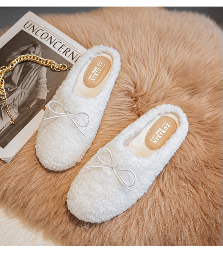 mvrsgreen Winter Luxury Lambwool Moccasins Femme Cotton Shoes New Women Warm Plush Loafers Curly Sheep Fur Flats Woman Shoes Slippers