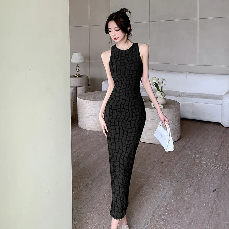 mvrsgreen  Summer New Elegant Party Bodycon Beautiful Long Dresses for Women Sleeveless High Waist Slim Split Sundress Female Clothing