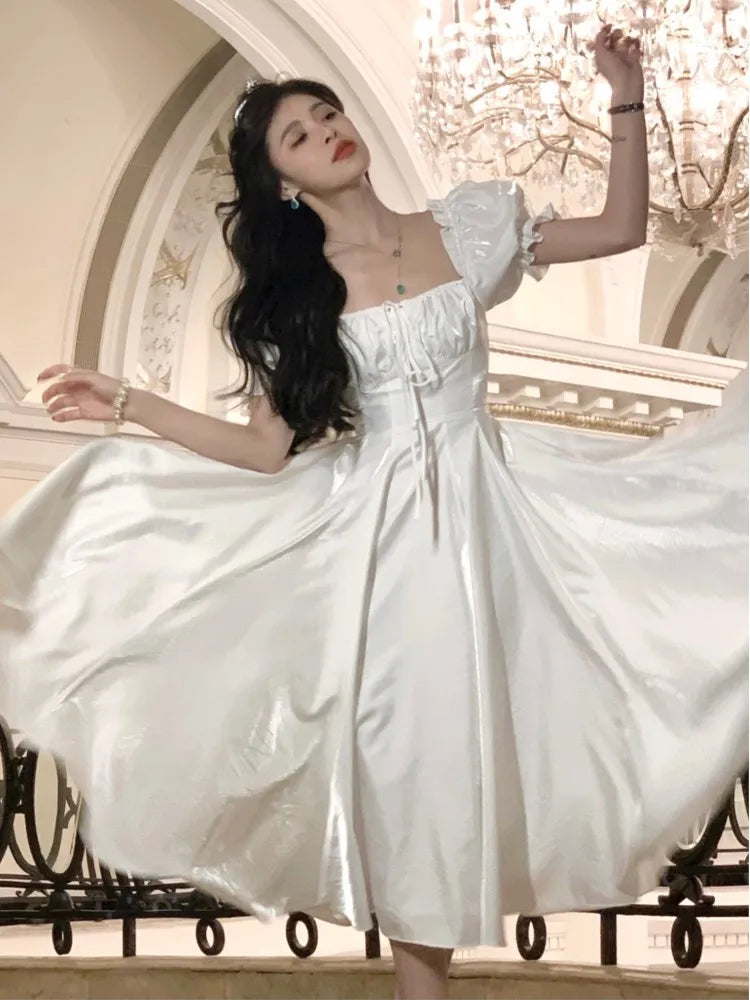 mvrsgreen Elegant Evening Party Dress Women  Spring Summer Prom Robe Vestidos Korean A-line Princess Romantic Graduation Dresses New