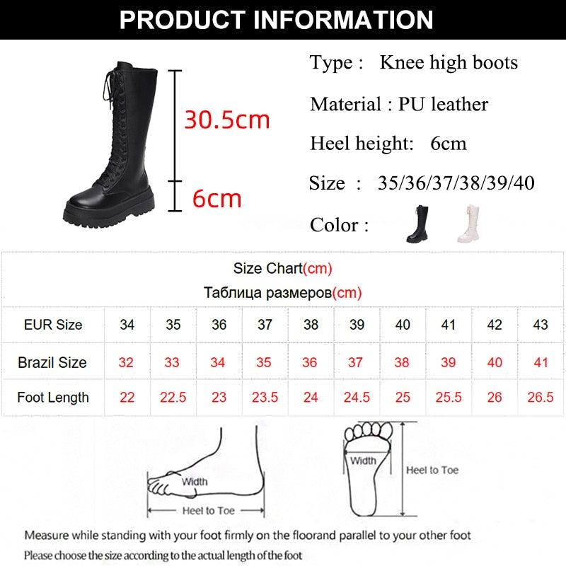 mvrsgreen Chunky Platform Punk Boots Women Thick Bottom Knee High Boots Woman Autumn Winter Fashion PU Leather Motorcycle Botas Mujer