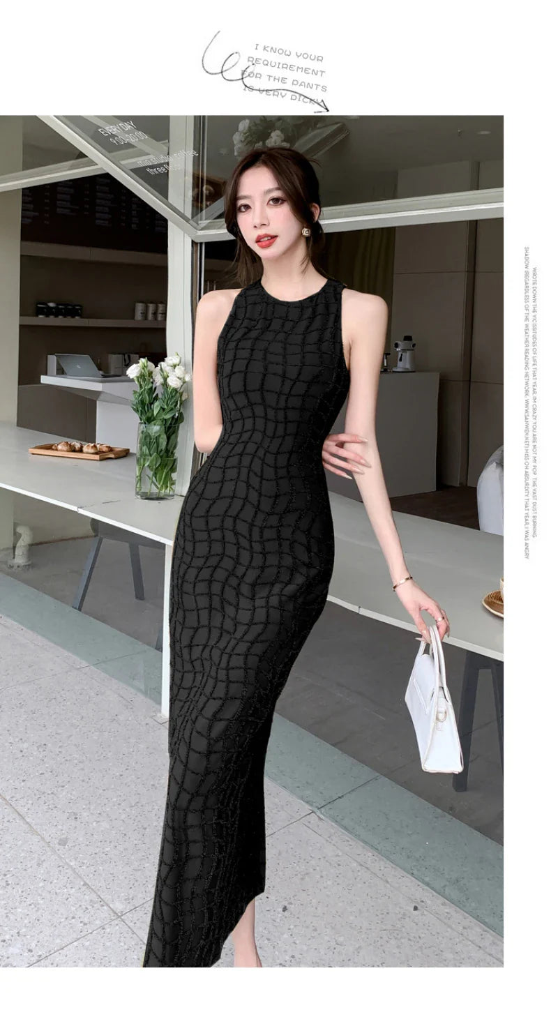 mvrsgreen  Summer New Elegant Party Bodycon Beautiful Long Dresses for Women Sleeveless High Waist Slim Split Sundress Female Clothing