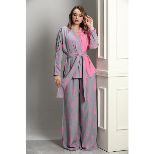 mvrsgreen Daffic Pantsuit For Women Suits For Summer Two Pieces Suite Suite With Belt  Stylish Pant Suit Pink Suite Two Pieces Suite