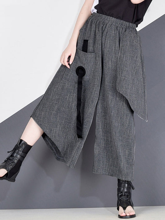 mvrsgreen alt black girl going out classic style women edgy style church outfit brunch outfit cute spring outfitsHigh Waist Patchwork Hit Color Pants Women Clothes  Summer Autumn Fashion Elastic Waist Casual Wide Leg Pants XJ4619